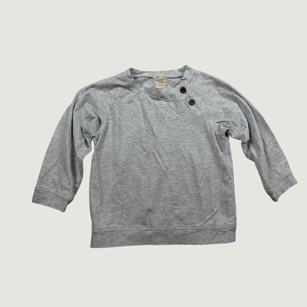 Ettie + H Kids Heather Gray Long Sleeve Button Shoulder Top 12-18M
